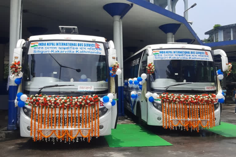 Firhad Hakim inaugurated India Nepal Bus Service in siliguri