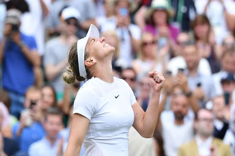 Simona Halep  Elena Rybakina  Wimbledon 2022  വിംബിൾഡൺ 2022  Wimbledon semi final lineup  Simona Halep entered into the semi finals of Wimbledon  Rybakina entered into the semi finals of Wimbledon  തുടർച്ചയായ പന്ത്രണ്ടാം ജയവുമായി സിമോണ ഹാലെപ് വിംബിൾഡൺ സെമിഫൈനലിൽ