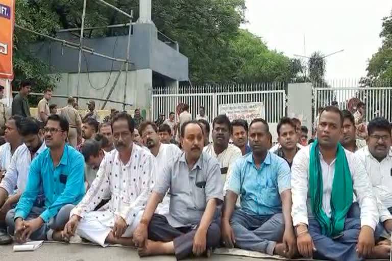 villagers protest in front of nalco gate