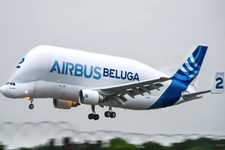 Whale Shaped Airbus Beluga cargo Plane lands at Chennai airport