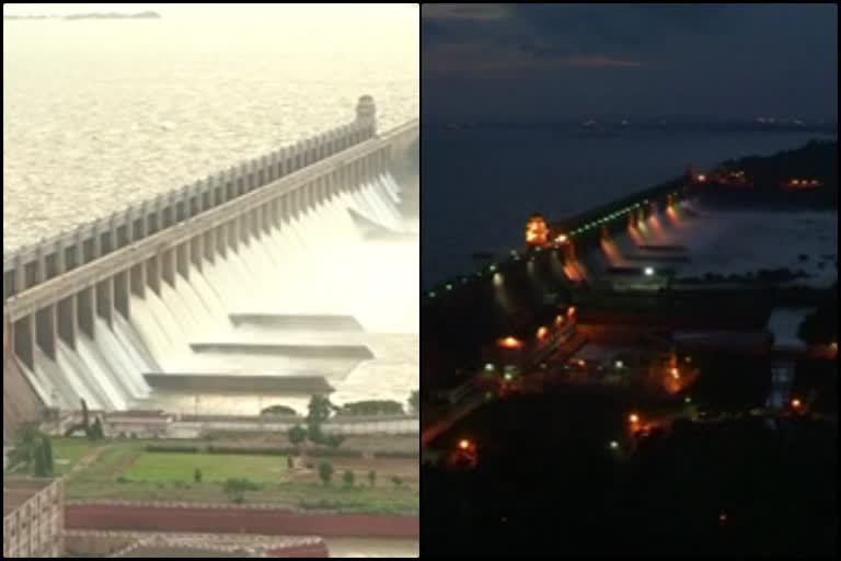 The overflowing Tungabhadra Reservoir