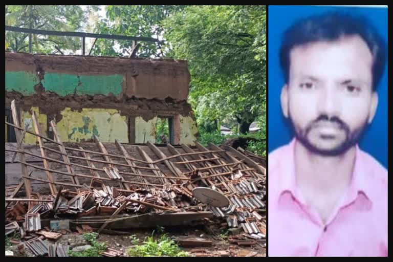 man dies after house roof collapse in shivamogga