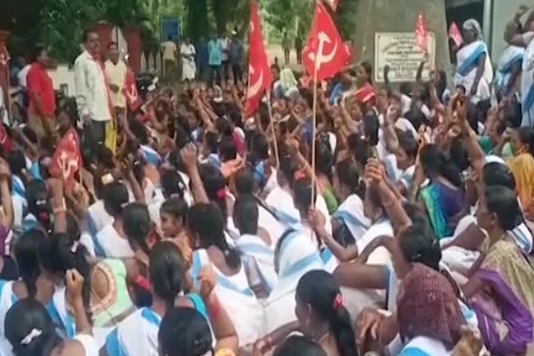 Asha workers besieged the ITDA office at parvathipuram manyam