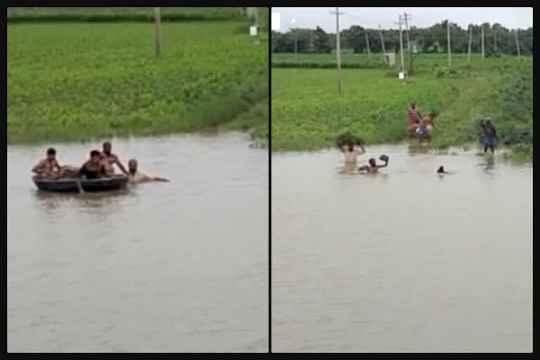 farmers facing difficulties to go their land as Shidlapura lake filled