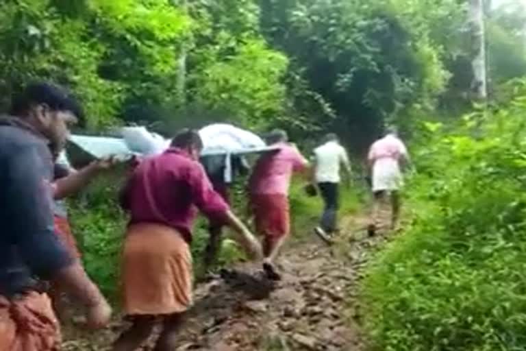 Body carried for over a kilometre on trolly due to lack of road access