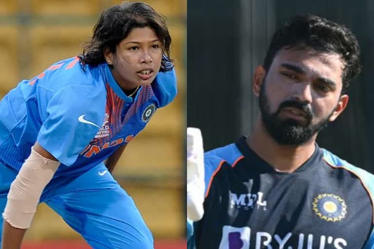 cricket news  Jhulan Goswami  KL Rahul  Jhulan bowls to KL  video goes viral  केएल राहुल  झूलन गोस्वामी  वेस्टइंडीज का दौरा  वीडियो वायरल