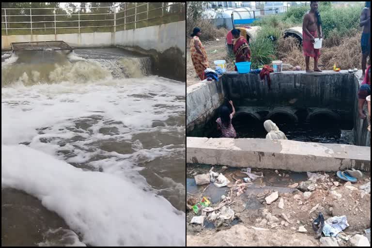 Foam in the water of KC Valley of Kolar