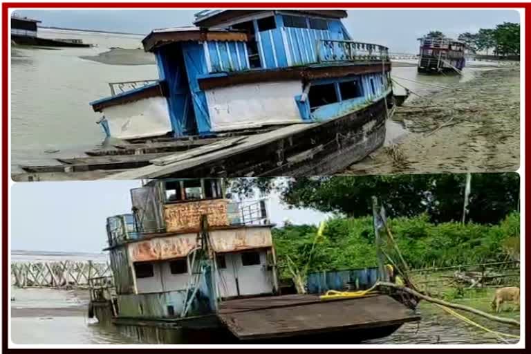 many ferries lying on Nimati ghat