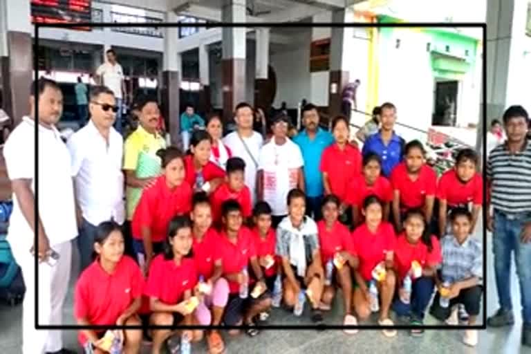 Winner of Women Football team  reached in Dibrugarh