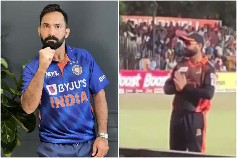 fans chant dinesh karthik s name in front of murali vijay during tpn  fans chant dinesh karthik  dinesh karthik  murali vijay  TPN  തമിഴ്നാട് പ്രീമിയർ ലീഗ്  Nikita Vanjara  ദിനേഷ് കാർത്തിക്  മുരളി വിജയ്  നികിത വൻജാര