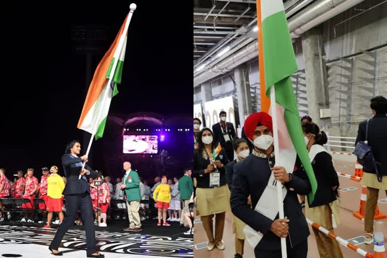 Commonwealth Games opening ceremony  CWG 2022  opening ceremony  PV Sindhu  Manpreet Singh  hockey  badminton  पीवी सिंधु  मनप्रीत सिंह  राष्ट्रमंडल खेलों के उद्घाटन समारोह  ध्वजवाहक