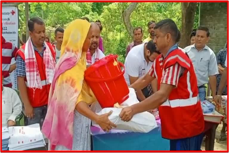Red Cross Society distributed relief items to flood affected areas in Rangia