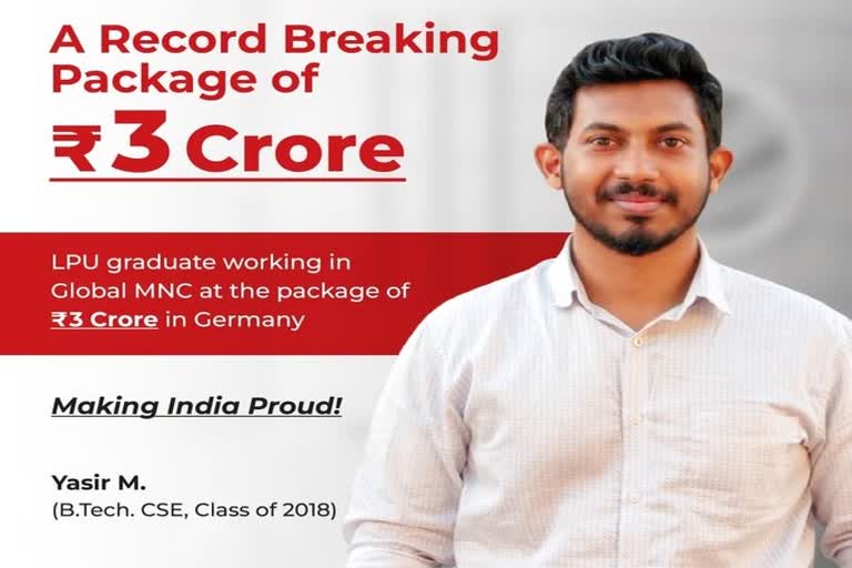 LPU graduate gets Rs 3 Crore package