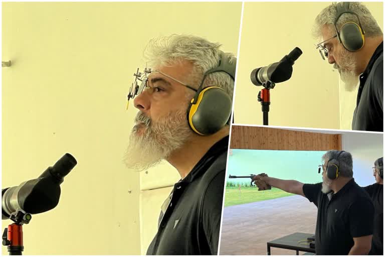 Ajith Kumar win gold and bronze medals  Tamil Nadu shooting championship  ഷൂട്ടിംഗ്‌ പിഴയ്‌ക്കാതെ അജിത്‌  Ajith Kumar win at shooting championship  Ajith Kumar shooting pics