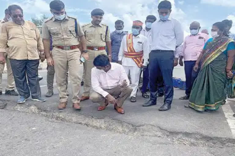 people request to repair the minor bridge at villupuram  minor bridge  minor bridge at villupuram damage  minor bridge damage  மைனர் பாலத்தில் விரிசல்  விழுப்புரம் மைனர் பாலம்  மைனர் பாலம்  விழுப்புரம் சென்னை தேசிய நெடுஞ்சாலை