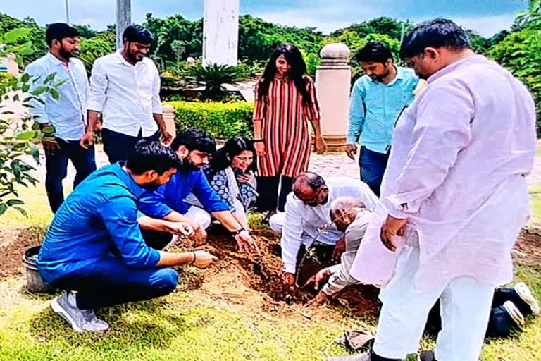 Sapling planted by ABVP in Central Park under Mera Bharat Mahan theme
