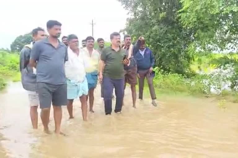 MLA MP Renukacharya visits rain damaged areas