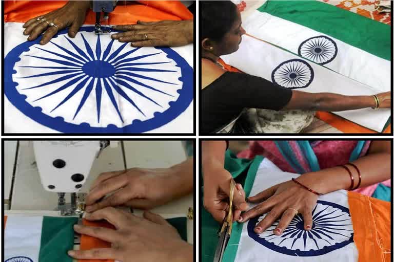 Women associated with Bihan scheme are making tricolor in Kanker