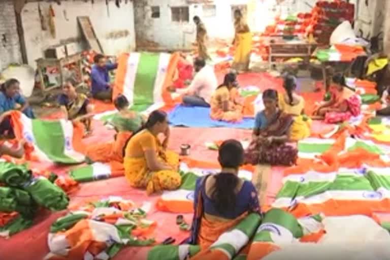 National flag making work in full swing in Sircilla