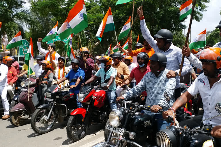 bjp tiranga-bike-rally in ranchi participate cp singh babulal maradi