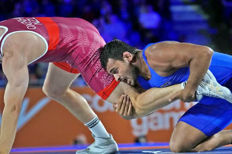 Etv Bha Wrestling bout halted Speaker falls at CWG Speaker falls during wrestling at CWG Birmingham games 2022 controversy rat