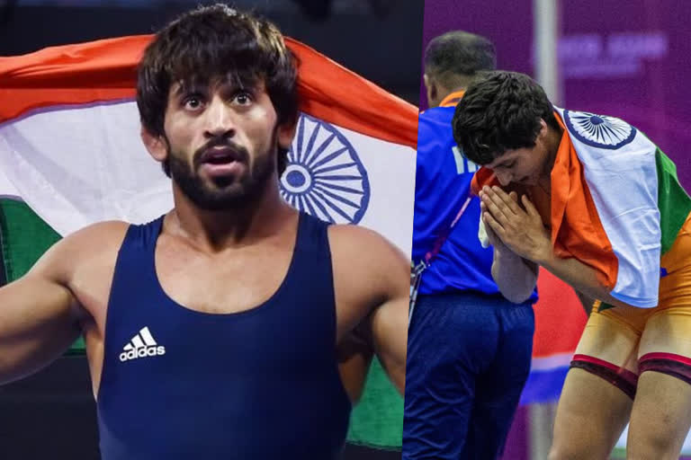 bajrang punia  anshu malik  anshu malik silver medal  cwg 2022  commonwealth games  commonwealth games 2022  65 കിലോഗ്രാം ഫ്രീസ്റ്റൈല്‍ ഗുസ്‌തി  ലാച്‌ലാൻ മക്‌നീലിനെ  കോമണ്‍വെല്‍ത്ത് ഗെയിംസ്  വെള്ളി നേടി അന്‍ഷു മാലിക്ക്  ബജ്‌റംഗ് പുനിയ