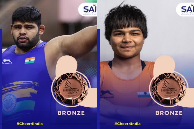 Commonwealth Games 2022  CWG 2022  mohit grewal  divya kakran  bronze medals in wrestling  Divya won bronze medals in wrestling  Mohit won bronze medals in wrestling  श्ती में मोहित और दिव्या ने जीता कांस्य पदक  कॉमनवेल्थ गेम्स 2022