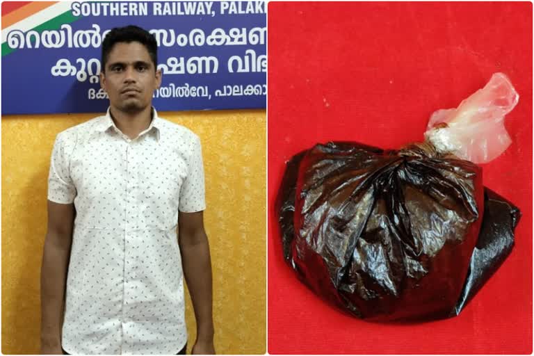 man arrested with opium  rajasthan nattive arrested with 75 grams of opium at palakkad  opium  കറുപ്പ്  കറുപ്പുമായി പിടിയില്‍  പാലക്കാട്‌  പാലക്കാട്‌ ജങ്ഷൻ റെയിൽവേ സ്റ്റേഷന്‍  ആർപിഎഫ്