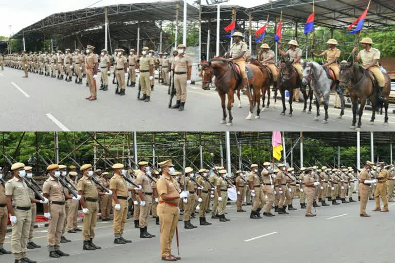 75 ஆவது சுதந்திர தின விழாவை முன்னிட்டு நடைபெற்ற முதல் நாள் ஒத்திகை நிகழ்ச்சி