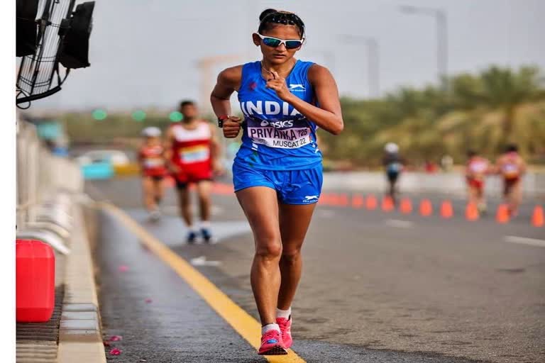 Commonwealth Games 2022  Priyanka Goswami won silver medal  Priyanka Goswami 10 km race walk  प्रियंका गोस्वामी  10 किमी रेस वॉक  प्रियंका ने जीता सिल्वर मेडल