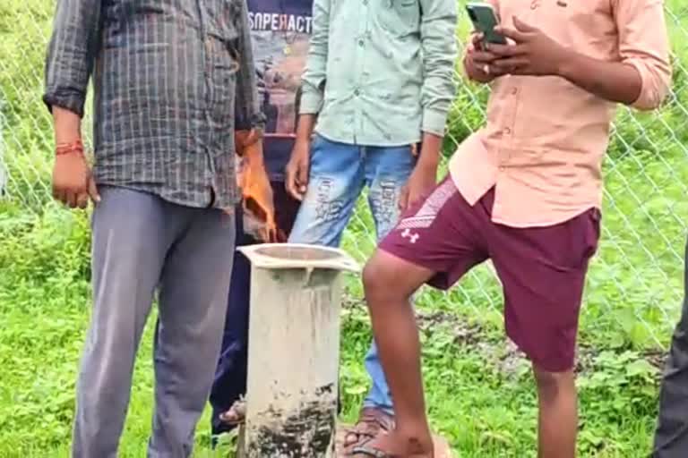 hand pump spewing fire in Sagar MP