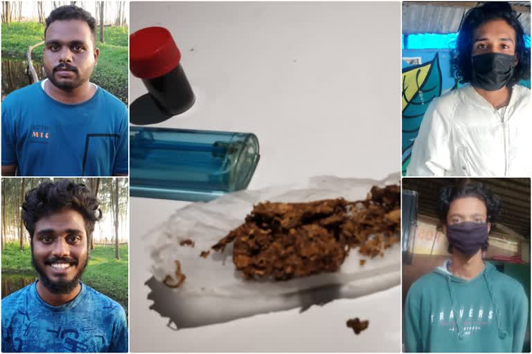 Madrasah teacher and friend arrested with hashish oil  Hashish oil and cannabis  Hashish oil  cannabis  ഹാഷിഷ് ഓയിലുമായി മദ്രസ അധ്യാപകനും സുഹൃത്തും പിടിയിൽ  ഹാഷിഷ്  കൊടുങ്ങല്ലൂർ  സുല്‍ത്താന്‍ ബത്തേരി  മുത്തങ്ങ