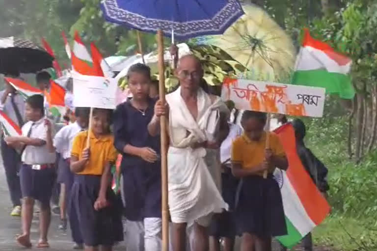 mahatma gandhi on the streets of jakai in dibrugarh