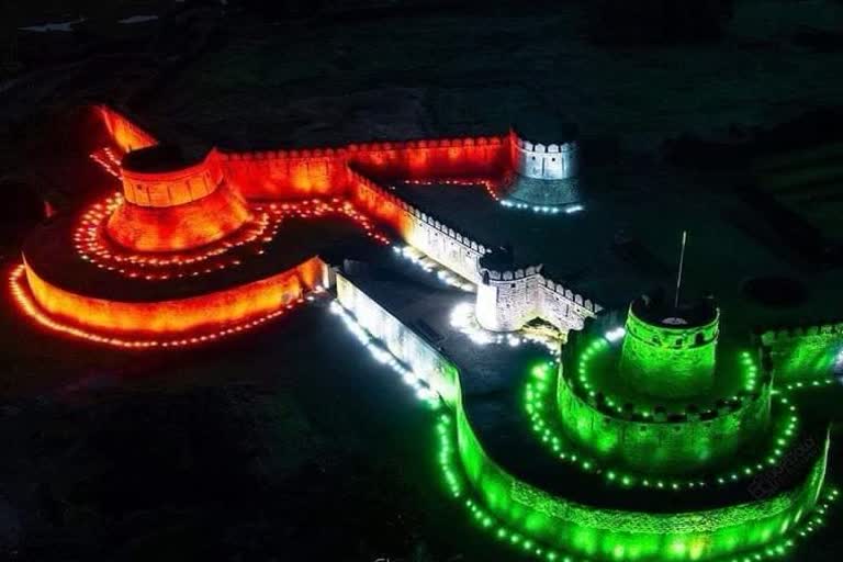 Historic Mirjan Fort blinking with tricolor