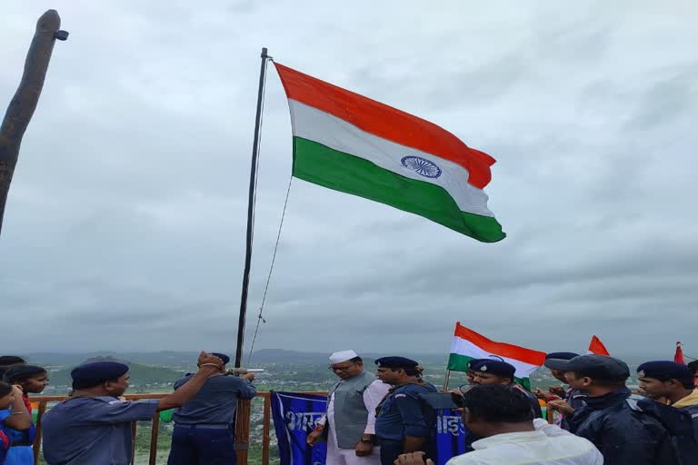 Flag hoisting at Gadiya mountain in Kanker