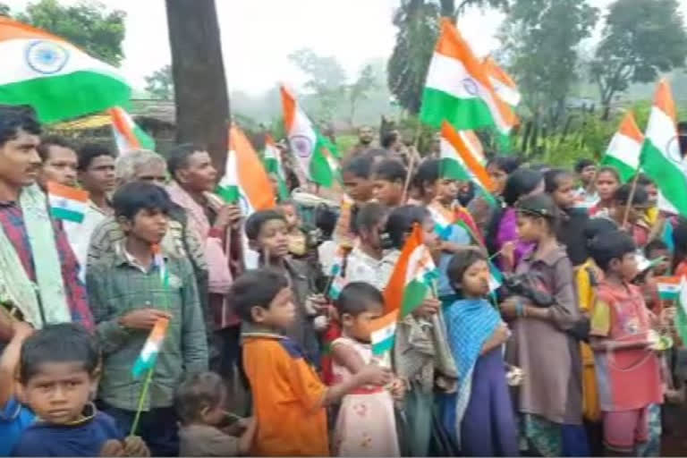 Tricolor hoisted first time after independence in Chandameta village of Bastar