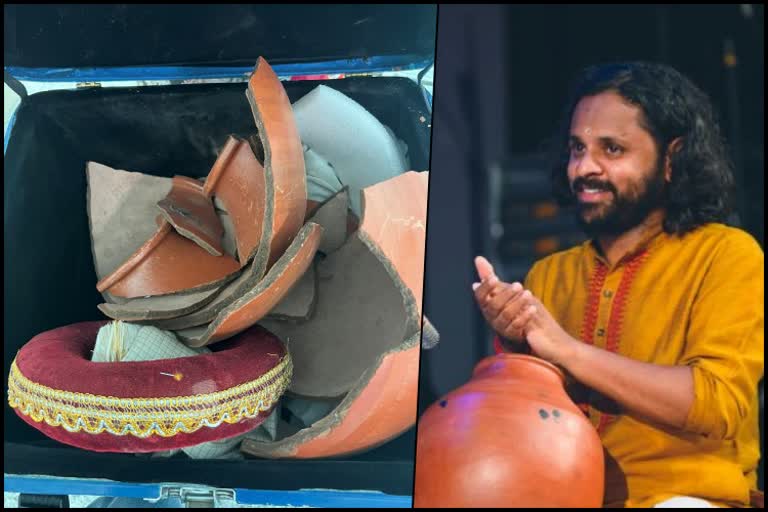 Musicians ghatam smashed on flight