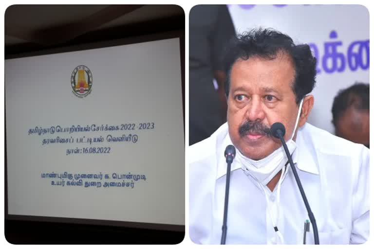 பொறியல் படிப்புக்கான தரவரிசை பட்டியல் வெளியிடுகிறார் அமைச்சர் பொன்முடி... நேரலை