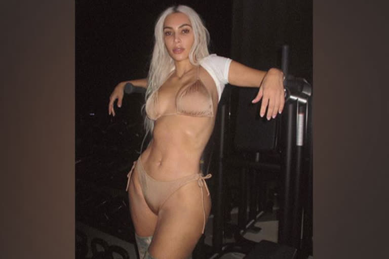 Kim Kardashian hits the gym in nude bikini here are some pictures