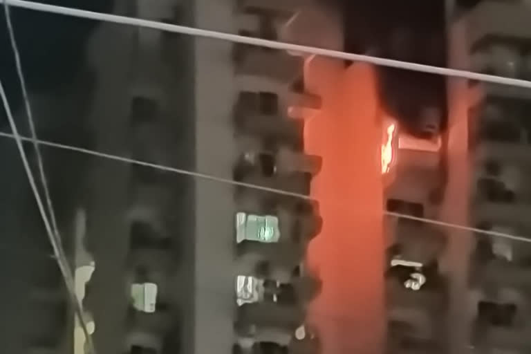 Fire in Gaur Sundaram Housing Society Flat Greater Noida