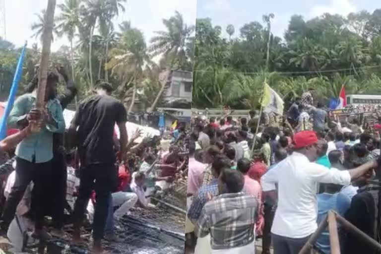 Fisherfolk protest outside Vizhinjam port enters third day  fisherman protest in vizhinjam port enters third day  vizhinjam port protest  fisherman protest in vizhinjam port  vizhinjam port  protest in trivandrum  വിഴിഞ്ഞത്ത് മൂന്നാം ദിവസവും സമരം ശക്തം  പ്രതിഷേധക്കാരുമായി ചര്‍ച്ച നടത്താനൊരുങ്ങി സര്‍ക്കാര്‍  ഉപജീവന പ്രശ്‌നങ്ങളുടെ ഏഴ് പോയിന്റ് ചാർട്ട്  വിഴിഞ്ഞം തുറമുഖ കവാടം ഉപരോധിച്ചുള്ള പ്രതിഷേധം ശക്തമാക്കി നൂറുകണക്കിന് മത്സ്യത്തൊഴിലാളികള്‍  വിഴിഞ്ഞം തുറമുഖ കവാടം ഉപരോധിച്ചുള്ള പ്രതിഷേധം  വിഴിഞ്ഞം ചലോ  വിഴിഞ്ഞം സമരം  വിഴിഞ്ഞം ഏറ്റവും പുതിയ വാര്‍ത്ത  തിരുവനന്തപുരം ഏറ്റവും പുതിയ വാര്‍ത്ത  ഇന്നത്തെ പ്രധാന വാര്‍ത്തകള്‍  vizhinjam chalo