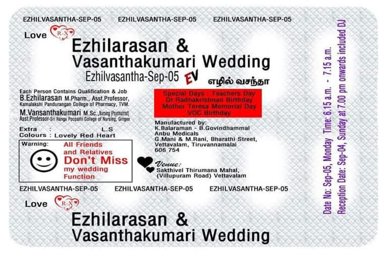 A wedding invitation from a nurse and pharmacist couple has taken social media by storm