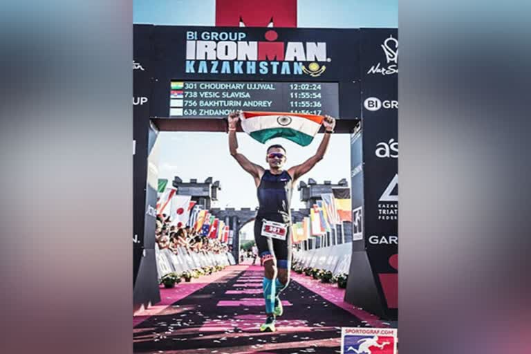 Ironman Triathlon  Indian Navy congratulates Lt Ujjwal Chaudhary for his performance in Ironman Triathlon  Indian Navy  Lt Ujjwal Chaudhary  അയൺമാൻ ട്രയാത്ത്‌ലണ്‍  ഉജ്വൽ ചൗധരി  ഈസ്റ്റേൺ നേവൽ കമാൻഡ്  ട്രയാത്ത്‍ലൺ