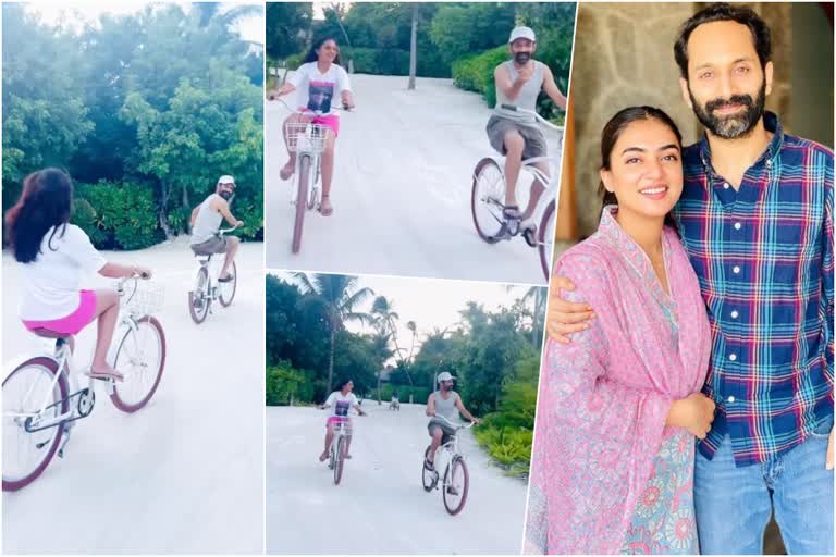 Nazriya shares eight wedding anniversary post  ഭ്രാന്തിന്‍റെ മറ്റൊരു വര്‍ഷം  വീഡിയോ പങ്കിട്ട് നസ്രിയ  Nazriya Fahadh Faasil wedding anniversay  നസ്രിയയുടെയും ഫഹദിന്‍റെയും എട്ടാം വിവാഹ വാര്‍ഷികം  Cute couples of Mollywood  Nazriya shares cycle ride video  Nazriya shares cycle ride video  Nazriya suprise for Fahadh birthday  Fahadh Faasil Nazriya movies  Nazriya back to Anjali Menon movie  Nazriya latest movies  Fahadh Faasil latest movies