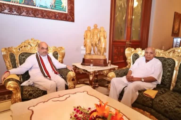 nion Home Minister Amit Shah meets Ramoji Rao, Chairman, Ramoji Group