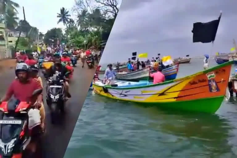 Upping the ante, fisherfolk lay seige to Kerala's under-construction Vizhinjam port from the sea on boats and a section of them enter the port premises by breaking open its huge gates. The bipartite talks between the representatives of the fisherfolk and the state government failed last week.