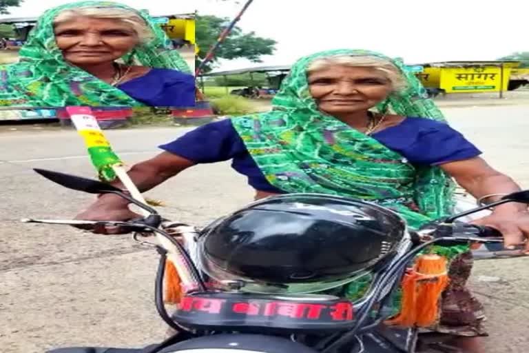 Neemuch Old Lady Biker drives