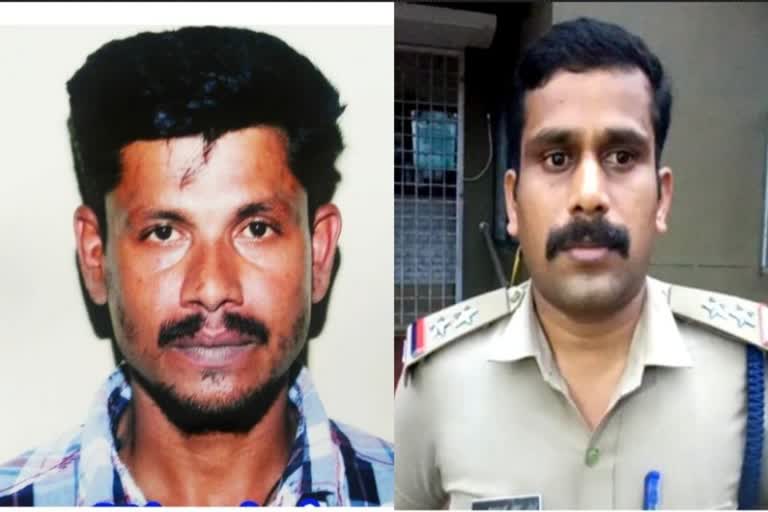 Palakkad  പ്രതി  death threat against si  sub inspector in Ottapalam  Ottapalam police station  Assasination threat against sub inspector  എസ്‌ഐക്ക് നേരെ വാള്‍ വീശി വധഭീഷണി  കള്ളാടീപറ്റ  കൊലപാതക കേസിലെ പ്രതി