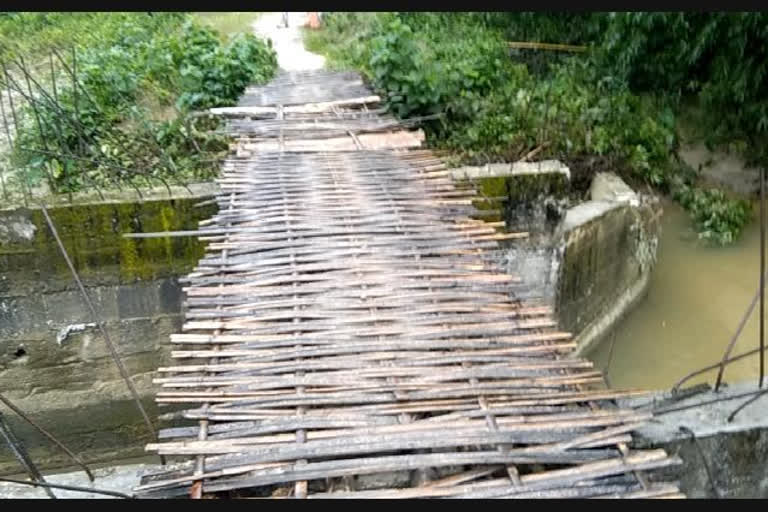 broken bamboo bridge in Phulbari