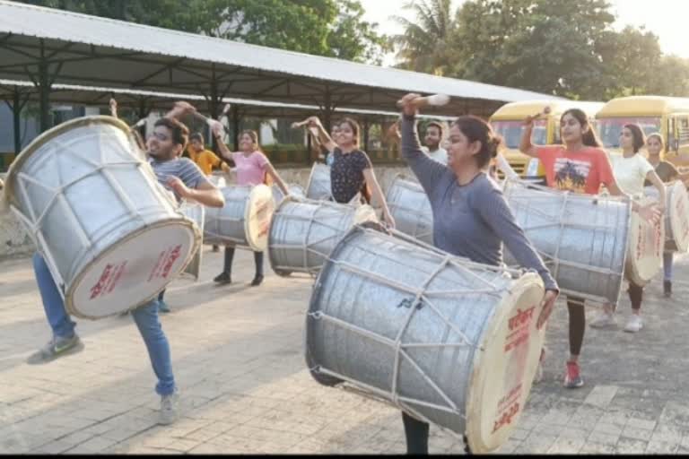 Performers in the drum corps